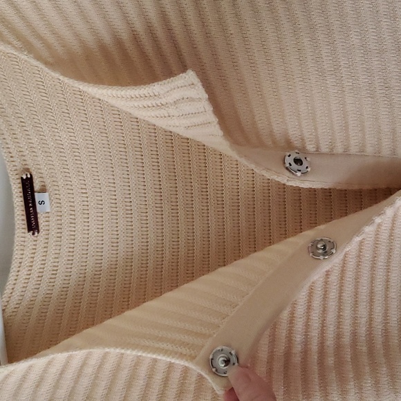 Loeffler Randall Beige Merino Wool Knit Cardigan Size S - Picture 8 of 15